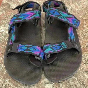 Club Maui Velcro Fabric Strap Sandals 90’s Vintage Multicolor Women’s Sz 6.5-7